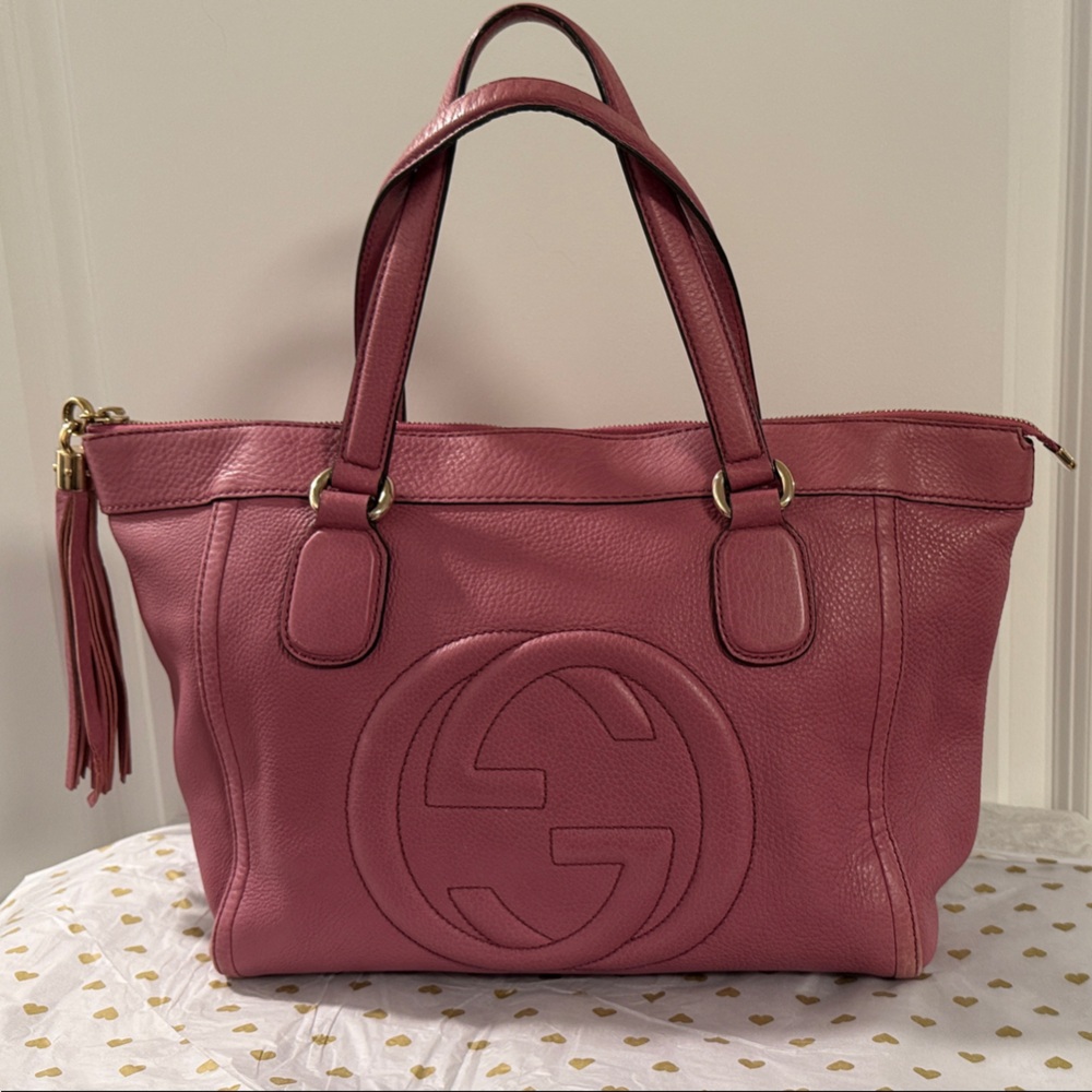Gucci Rose Leather Tote Bag